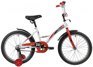 Велосипед NOVATRACK 20" STRIKE белый-красный, тормоз нож, крылья корот, защита А-тип 139704