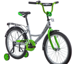 Велосипед NOVATRACK 20", VECTOR, серебристый,тормоз нож.,крылья и багажник чёрн.,защита цепи 173573