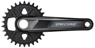 Система Shimano Deore, FC-M6100, 32T, 1x12 скоростей, 170мм, интегрированный вал, черная.