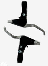 Ручки тормозные TRIX под "два пальца",алюминиевые, для рулей 22,2мм,серебристые/черные 11141