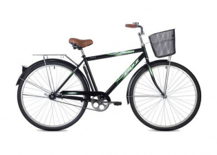Велосипед Foxx 28" Fusion 20",  ЧЕРНЫЙ сталь + передняя корзина 146523