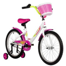 Велосипед NOVATRACK 20" TWIST белый, тормоз нож, крылья корот, защита цепи, корзина 173566