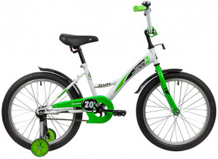 Велосипед NOVATRACK 20" STRIKE белый-зеленый, тормоз нож, крылья корот, защита А-тип 139703
